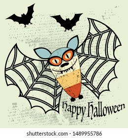 Sweet evil halloween bats with grunge background