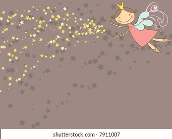 sweet fairy and glittering stars (vector)