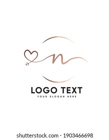 A sweet, fall in love with its authentic feel and soft hand-lettered type N logo template, Vector logo for business and company identity 