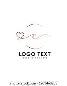 A sweet, fall in love with its authentic feel and soft hand-lettered type C logo template, Vector logo for business and company identity 