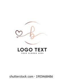 A sweet, fall in love with its authentic feel and soft hand-lettered type B logo template, Vector logo for business and company identity 