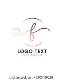 A sweet, fall in love with its authentic feel and soft hand-lettered type F logo template, Vector logo for business and company identity 