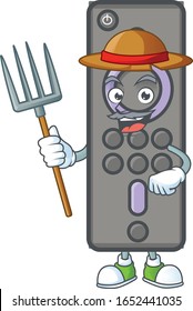 sweet Farmer remote control TV cartoon mascot with hat and tools
