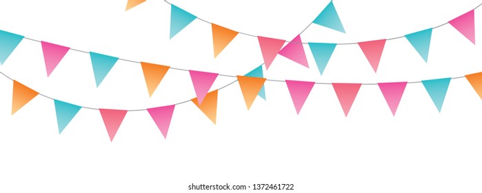 Sweet festive party pennants full vector banner