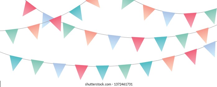 Sweet Festive Party Pennants Full Vector Banner