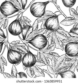 Sweet Figs. Vector Seamless Pattern. Vintage Style