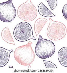 Sweet figs. Vector seamless pattern. Vintage style