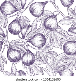 Sweet Figs. Vector Seamless Pattern. Vintage Style