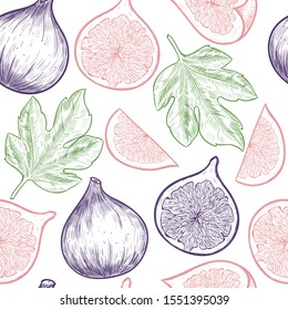 Sweet figs. Vector seamless pattern. Vintage style