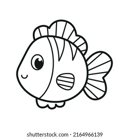 
Sweet fish. Black and white vector illustration. Coloring.
