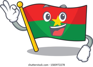 Sweet flag burkina faso cartoon character making an Okay gesture