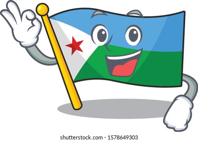 Sweet Flag djibouti cartoon character making an Okay gesture