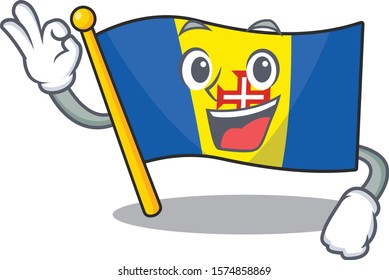 Sweet flag madeira cartoon character making an Okay gesture