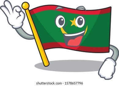 Sweet flag mauritania cartoon character making an Okay gesture
