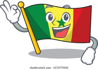 Sweet Flag Senegal cartoon character making an Okay gesture