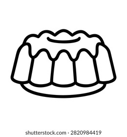Sweet flan or pudding dessert vector line icon representing delicious confectionery food item.