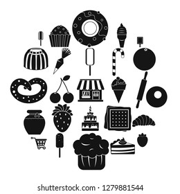 Sweet flavour icons set. Simple set of 25 sweet flavour vector icons for web isolated on white background