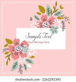 Sweet Floral Bunches Vector Card Background