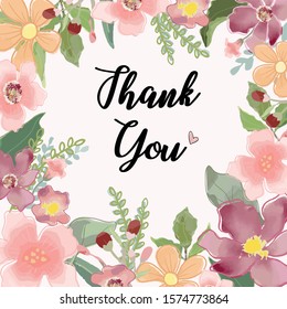 Sweet Floral Leaf Thank You Cardillustration Stock Vector (Royalty Free ...