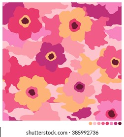 Sweet flower camouflage seamless vector pattern