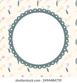 Sweet flower frame decoration vintage invitation template.