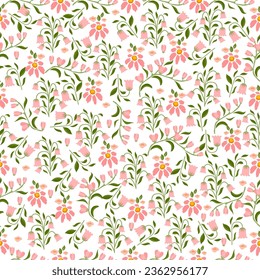 Sweet flower and leaves background .Flower seamless pattern.sweet floral pattern.Flower background design for fabric, clothing, cover book, kids.Floral season pattern design.