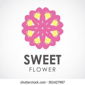 Sweet flower pink abstract vector logo design template woman business icon florist company shop or store symbol concept