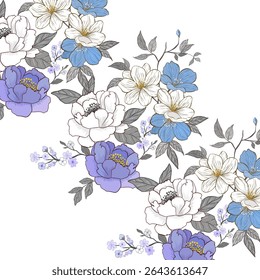 Sweet flower seamless pattern on white background.soft pastel colors water color seamless pattern for beauty products or other. Design for fabric ,cover.wallpaper,wrapping,clothing,ceramic products.