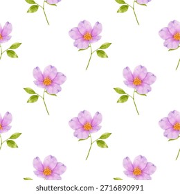 Sweet flower seamless pattern on white background. Seamless pattern for beauty products or other.