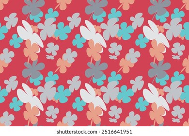 Sweet Flower Seamless Pattern. Vintage 70s Style Flower Background Illustration. Colorful Pastel Color Groovy Artwork Bundle, Y2k Nature Backgrounds With Spring Plants.