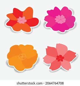 Sweet flower stickers with shadows