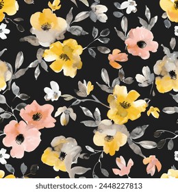 Sweet flower watercolor seamless pattern. Soft pastel colors water color seamless pattern for beauty products or other.