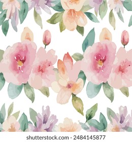 Sweet flower watercolor seamless pattern. soft pastel colors water color seamless pattern for beauty products or other,
