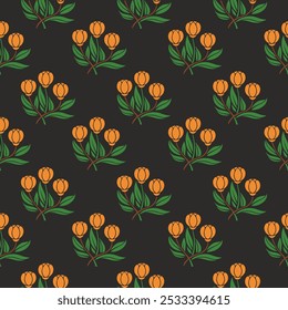 Sweet flower watercolor seamless pattern.Seamless vector texture. seamless flower pattern on black.