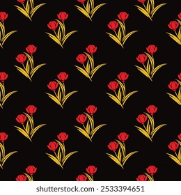 Sweet flower watercolor seamless pattern.Seamless vector texture. seamless flower pattern on black.