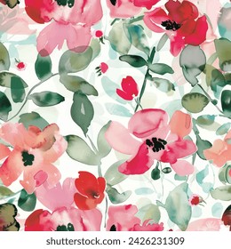 Sweet flower watercolor seamless pattern.soft pastel colors water color seamless pattern for beauty products or other.