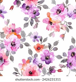 Sweet flower watercolor seamless pattern.soft pastel colors water color seamless pattern for beauty products or other.