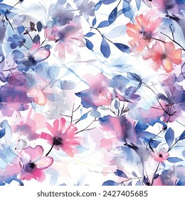 Sweet flower watercolor seamless pattern.soft pastel colors water color seamless pattern for beauty products or other.