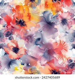 Sweet flower watercolor seamless pattern.soft pastel colors water color seamless pattern for beauty products or other.