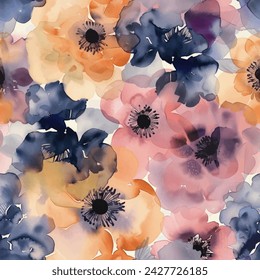 Sweet flower watercolor seamless pattern.soft pastel colors water color seamless pattern for beauty products or other.