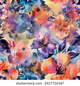 Sweet flower watercolor seamless pattern.soft pastel colors water color seamless pattern for beauty products or other.