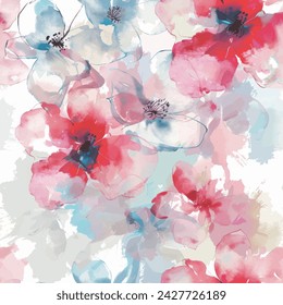 Sweet flower watercolor seamless pattern.soft pastel colors water color seamless pattern for beauty products or other.