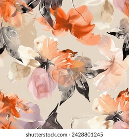 Sweet flower watercolor seamless pattern.soft pastel colors water color seamless pattern for beauty products or other.