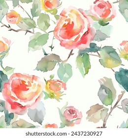 Sweet flower watercolor seamless pattern.soft pastel colors water color seamless pattern for beauty products or other.