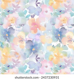 Sweet flower watercolor seamless pattern.soft pastel colors water color seamless pattern for beauty products or other.