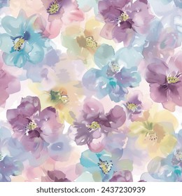 Sweet flower watercolor seamless pattern.soft pastel colors water color seamless pattern for beauty products or other.