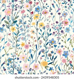 Sweet flower watercolor seamless pattern.soft pastel colors water color seamless pattern for beauty products or other.