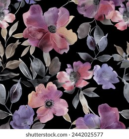 Sweet flower watercolor seamless pattern.soft pastel colors water color seamless pattern for beauty products or other.