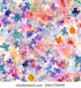 Sweet flower watercolor seamless pattern.soft pastel colors water color seamless pattern for beauty products or other.