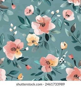 Sweet flower watercolor seamless pattern.soft pastel colors water color seamless pattern for beauty products or other.